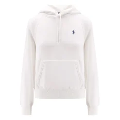 Hvit Genser med Hette og Logo Broderi