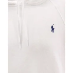 Hvit Genser med Hette og Logo Broderi