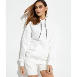 Hvit Hoodie Neo Oversize Rå Sømmer