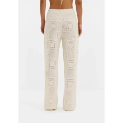 Hvit Malina Aleya Wide Crochet Pants Bukse