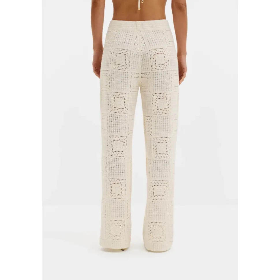 Hvit Malina Aleya Wide Crochet Pants Bukse