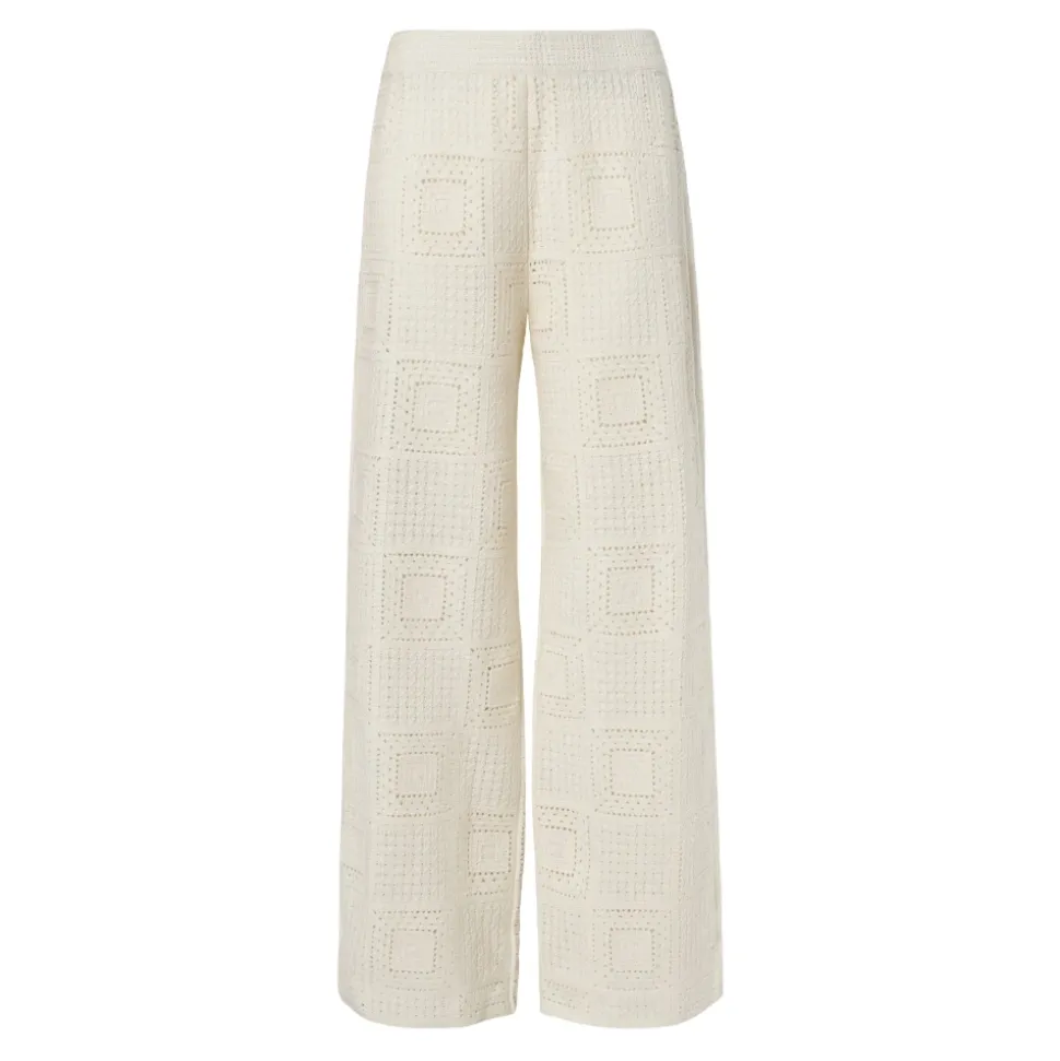 Hvit Malina Aleya Wide Crochet Pants Bukse