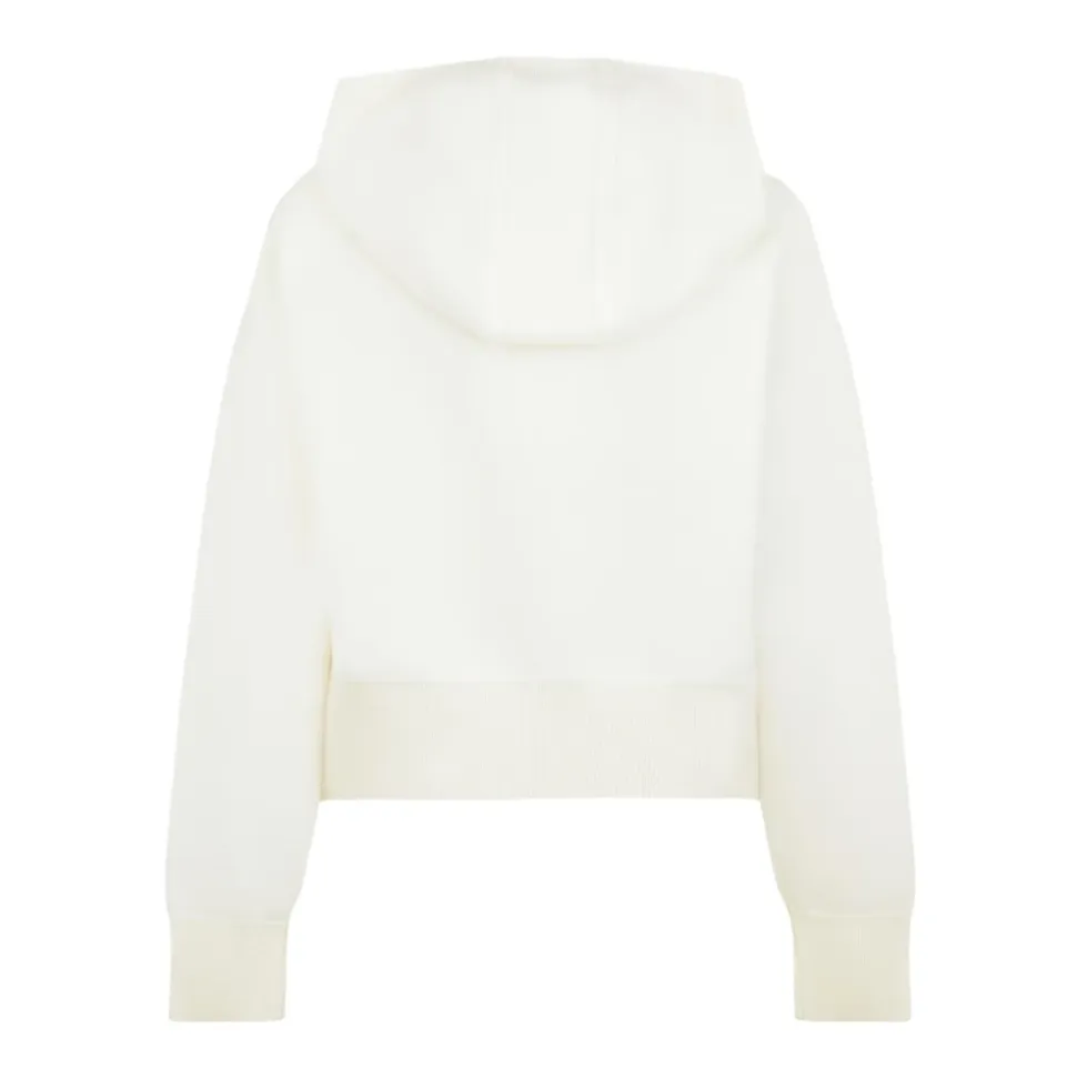Hvit Ull Hoody Jakke Laget i Italia