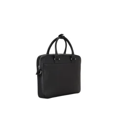 Klassisk svart skinnveske med laptoprom