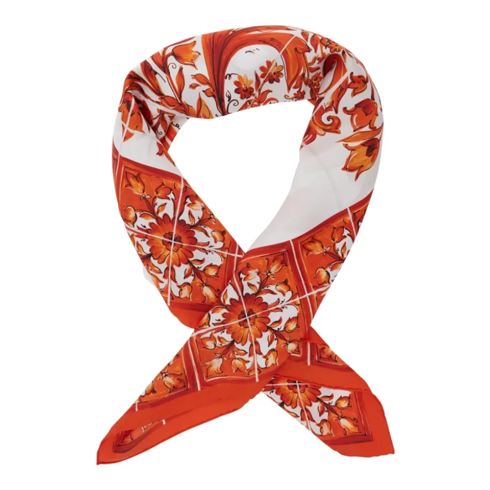 Maiolica Print Silk Foulard 90x90