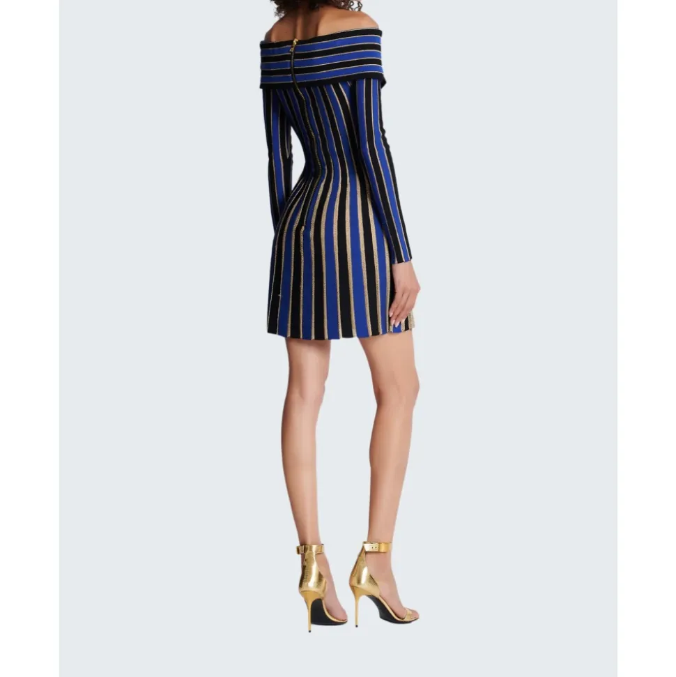 Metallic Striped Knit Dress