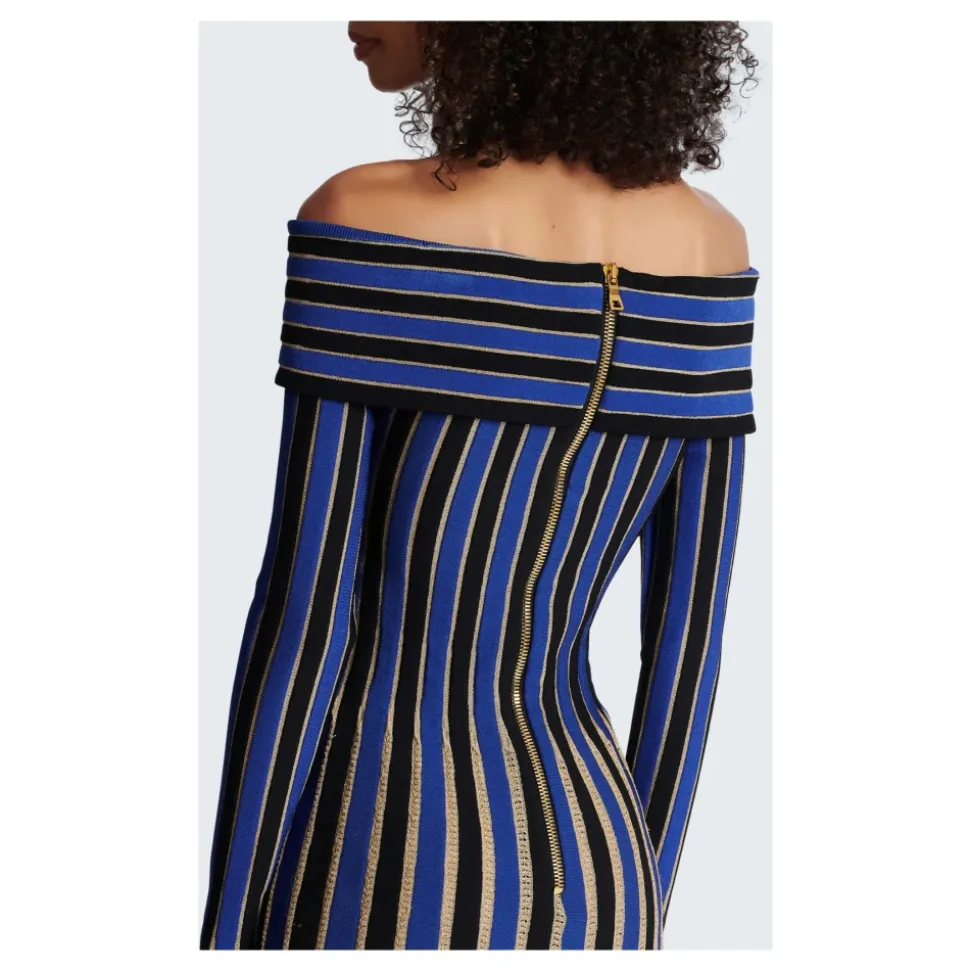 Metallic Striped Knit Dress