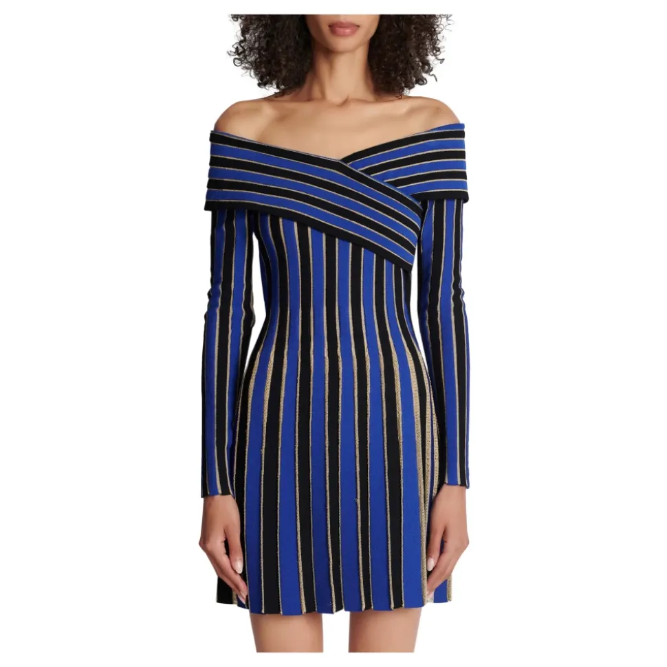 Metallic Striped Knit Dress
