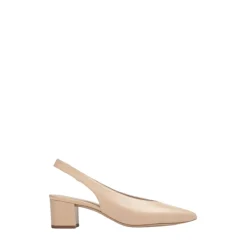 Nude Skinn Slingback Blokkhæl Pumps