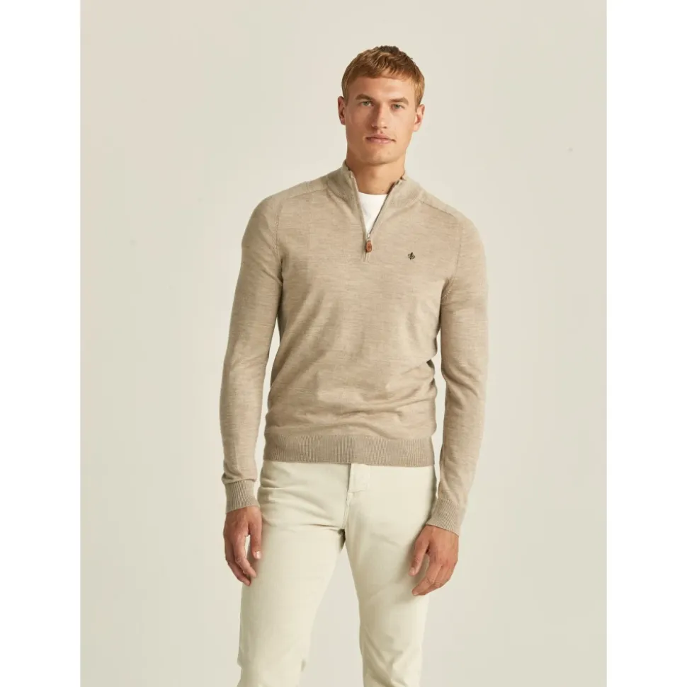 Sand Morris Merino John Zip Genser