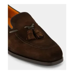 Semsket skinn og lær loafers med dusk