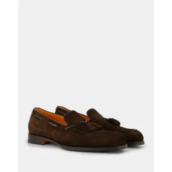 Semsket skinn og lær loafers med dusk