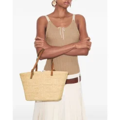 Small Ella Structured Raffia Tote