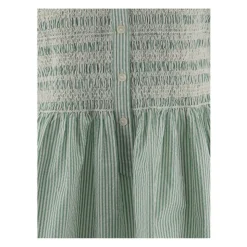 Striped Cotton Dress with Smocked Body