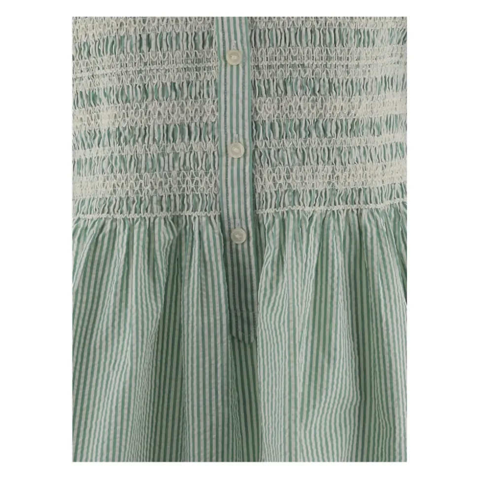 Striped Cotton Dress with Smocked Body