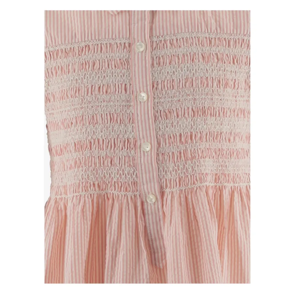 Striped Smocked Cotton Seersucker Dress