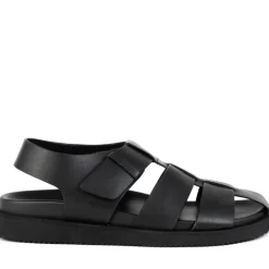 Svarte, avslappede, flate sandaler