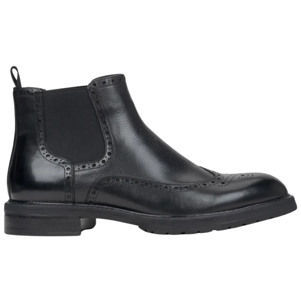Svarte Chelsea-støvletter i skinn med folkemønster