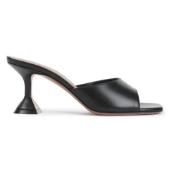 Svarte Lær Sandaler Elegante Hæler