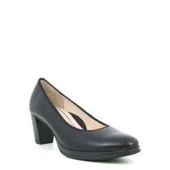 Svart Lær Blokkhæl Pumps