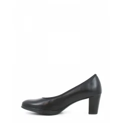 Svart Lær Blokkhæl Pumps