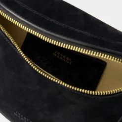 Svart Semsket Crossbody Veske Klafflukking