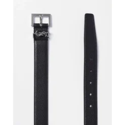Svart skinnbelte med YSL-spenne