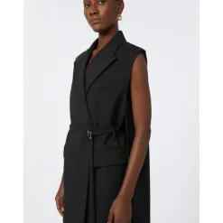Svart Ull Blazer med Metallspenne