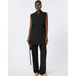 Svart Ull Blazer med Metallspenne