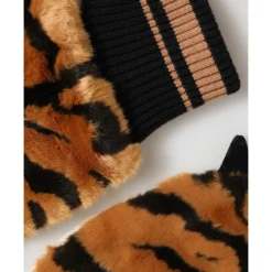 Tiger Strikket Pels Håndledd Votter