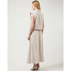 USUMA HW Linen Blend Langt Skjørt