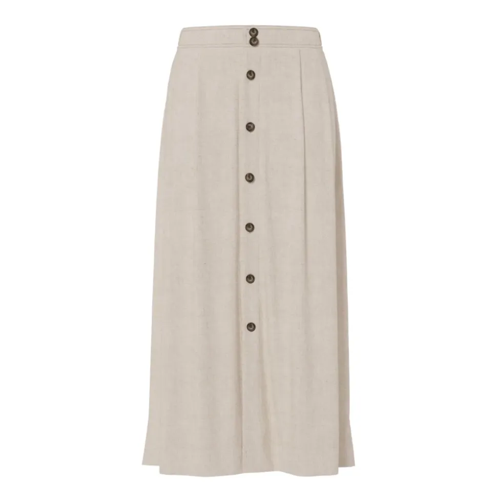 USUMA HW Linen Blend Langt Skjørt