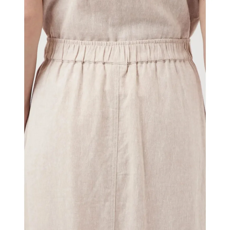 USUMA HW Linen Blend Langt Skjørt