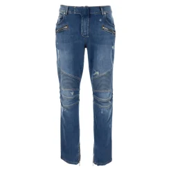 Vintage Blue Biker Denim Bukser