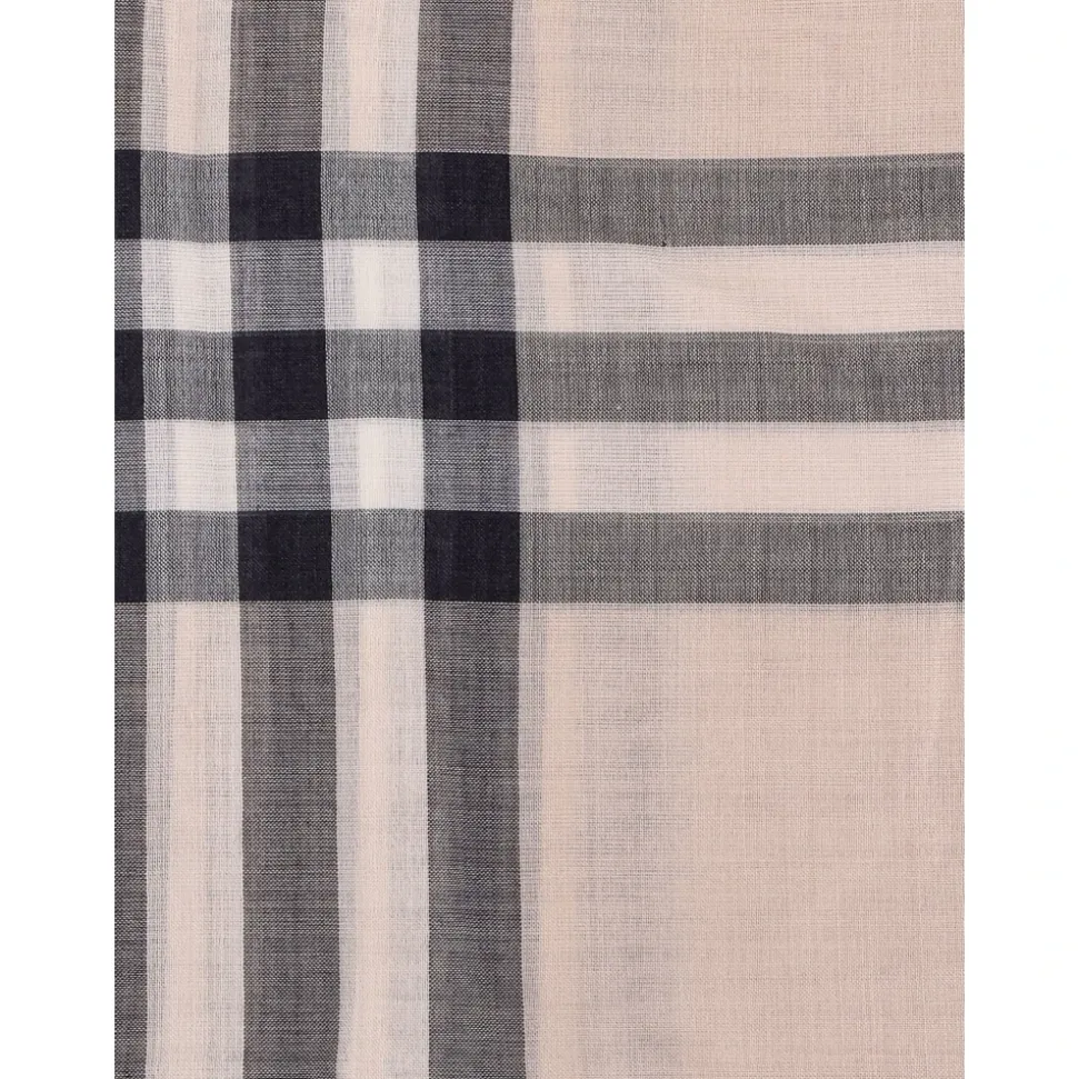 Wide Check Wool-Silk Scarf